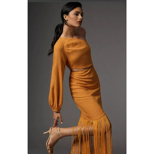 Anthropologie Le Superbe Fringed One-Shoulder Dress - New Size 4